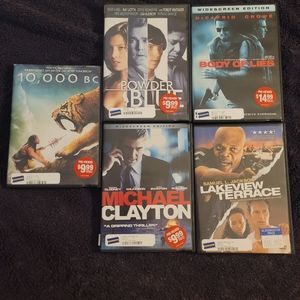 5movies MichalClaton(R),Body of Lies(R),PowdrBlue(R), LakevwTerPG13)10,000BCpg13